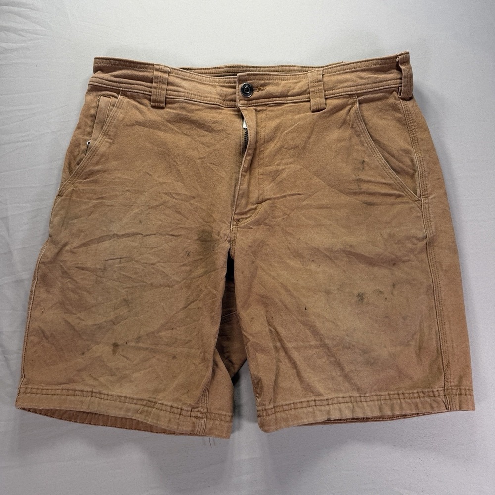 Duluth Flex Fire Hose Cargo Shorts Mens 32 Brown Relaxed Fit Canvas Workwear